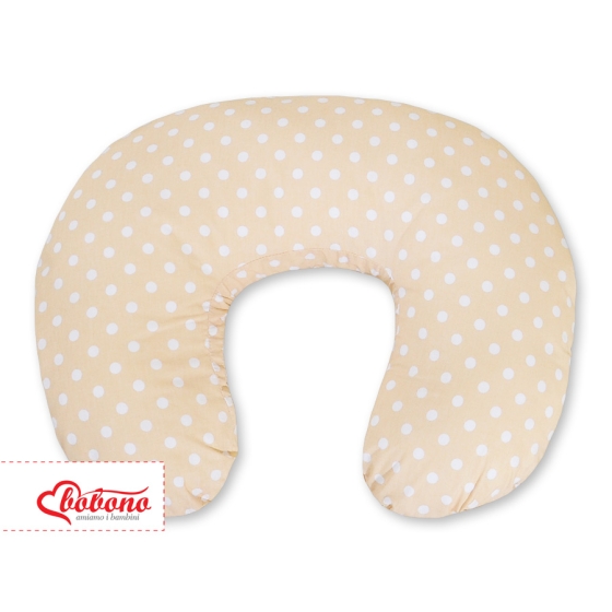 Feeding pillow for Baby- Hanging hearts white dots on beige