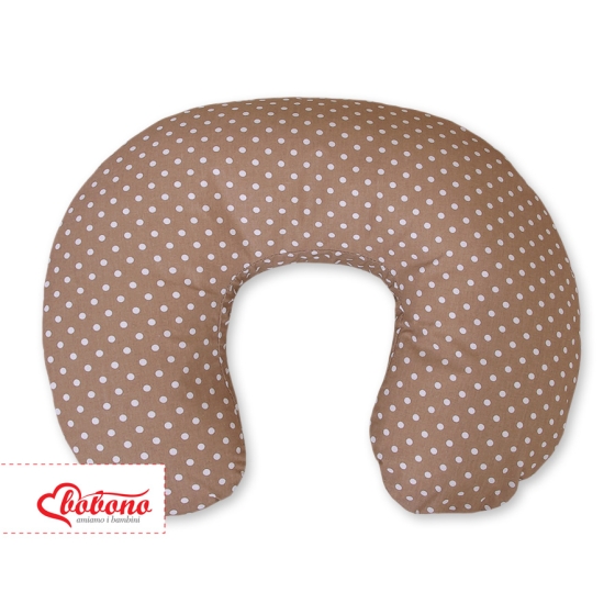 Feeding pillow for Baby- Hanging hearts white dots on brown