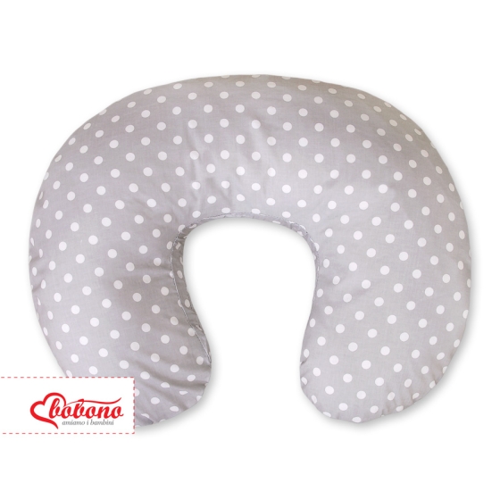 Feeding pillow for Baby- Hanging hearts white dots on Gray