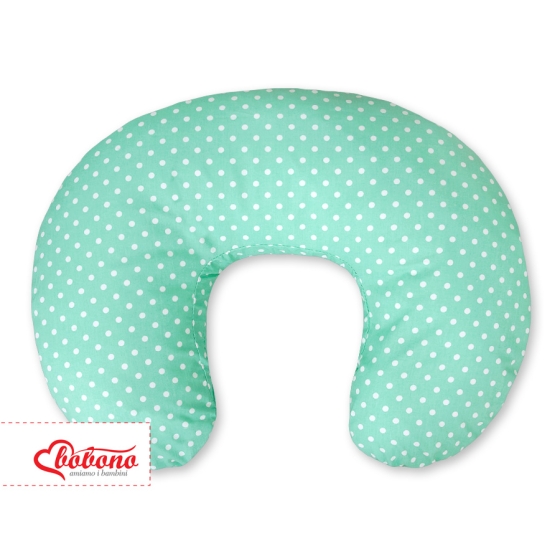 Feeding pillow for Baby- Hanging hearts white dots on mint