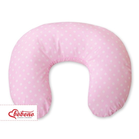 Feeding pillow for Baby- Hanging hearts white dots on pink