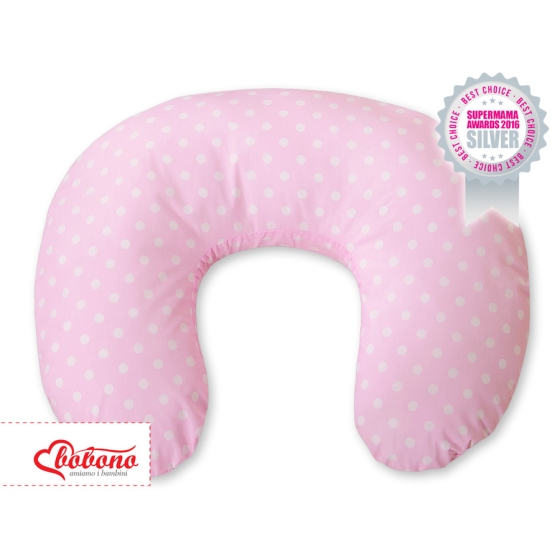 Feeding pillow for Baby- Hanging hearts white dots on pink