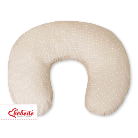 Feeding pillow for Baby- Hanging hearts white polka dots on beige