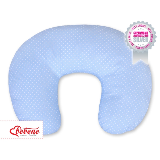 Feeding pillow for Baby- Hanging hearts white polka dots on blue