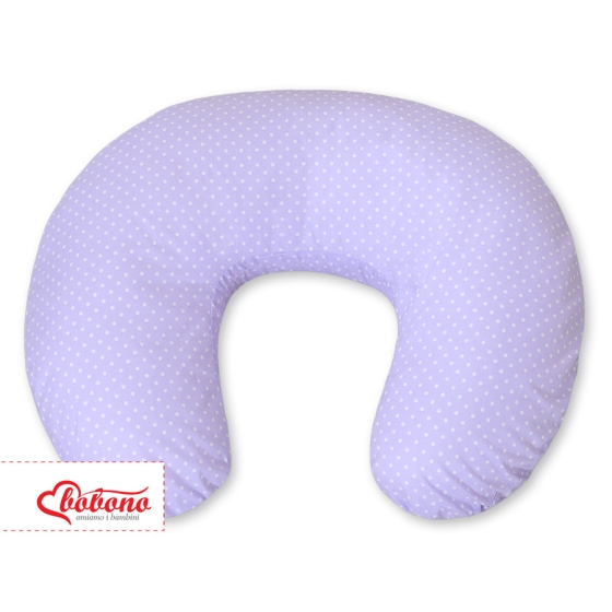 Feeding pillow for Baby- Hanging hearts white polka dots on lilac