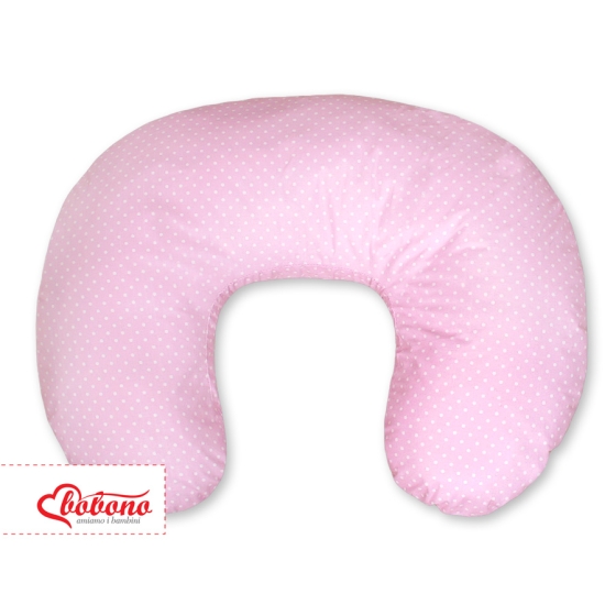 Feeding pillow for Baby- Hanging hearts white polka dots on pink