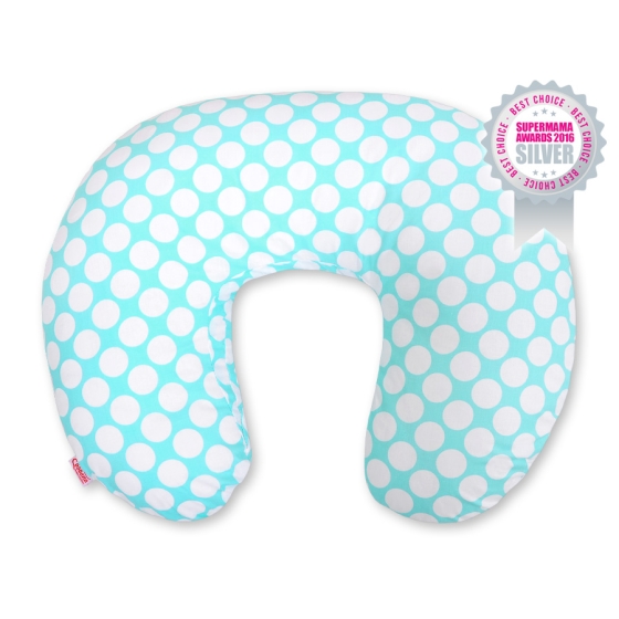 Feeding pillow for Baby- turquoise with white dots