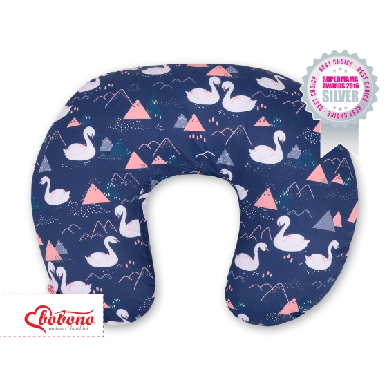 Feeding pillow - Swans navy blue