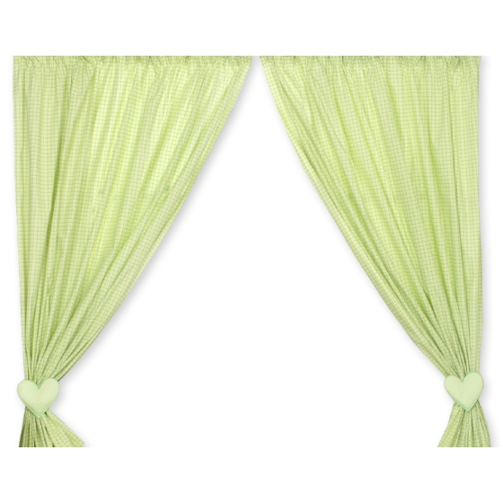 Green Curtains for baby room- Bear with bow