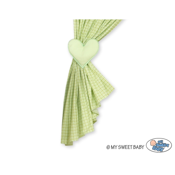 Green Curtains for baby room- Bear with bow