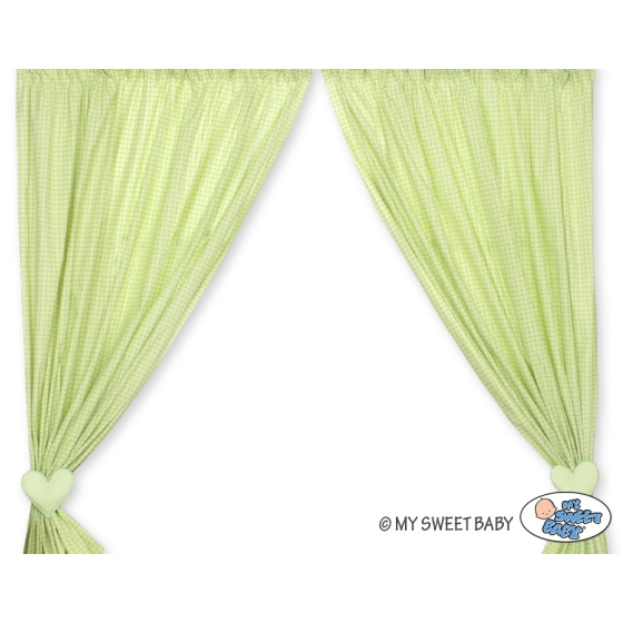 Green Curtains for baby room- Bear with bow