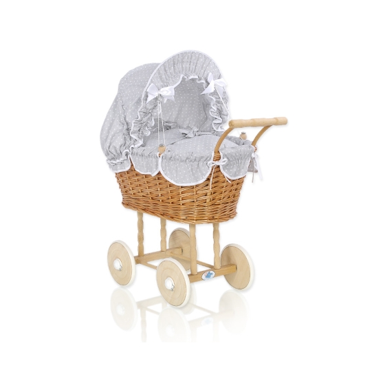 Handmade Doll Pram made of Natural Wicker and Wood -535