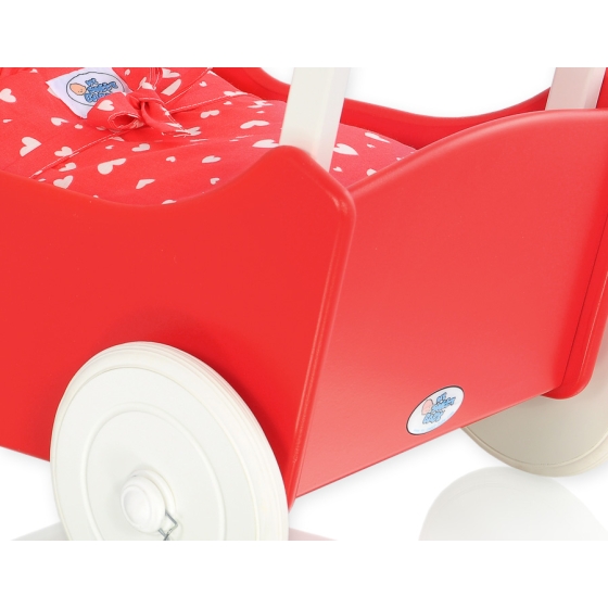 Handmade Wooden Carriage Doll Pram Red -771