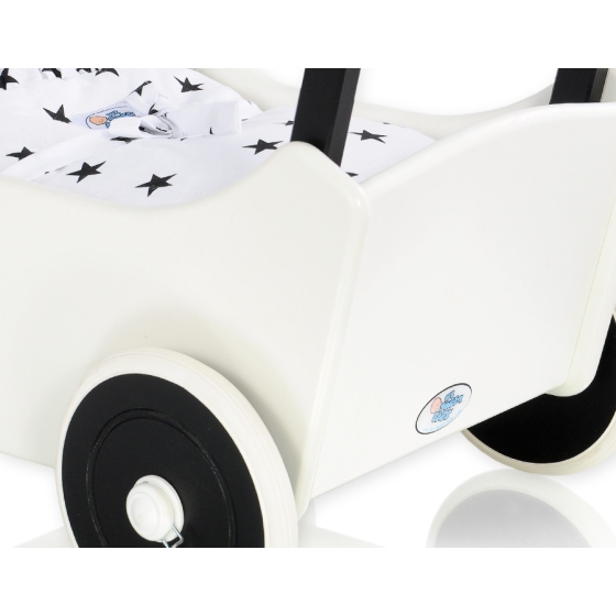 Handmade wooden Doll pram Black White -739