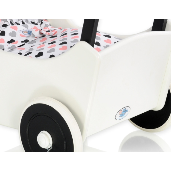 Handmade wooden Doll pram Black White -767