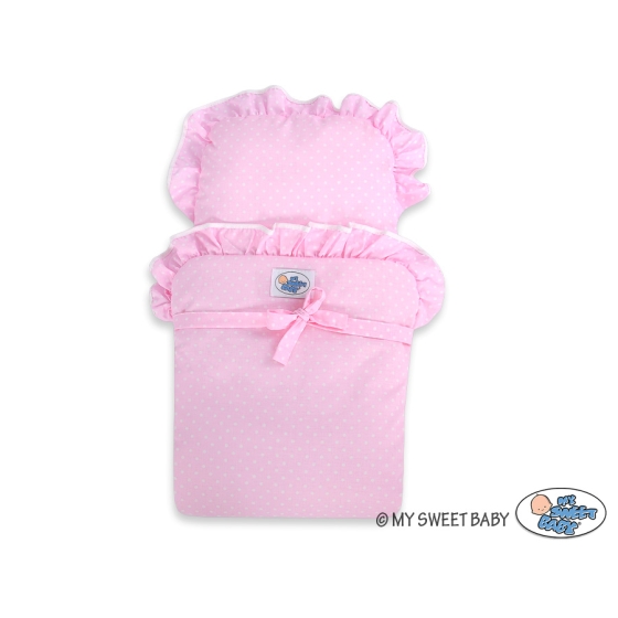 Handmade Wooden Doll's Pram White with Pink -530