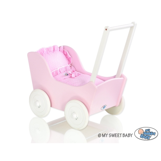 Handmade Wooden Pink Pram for Dolls -530