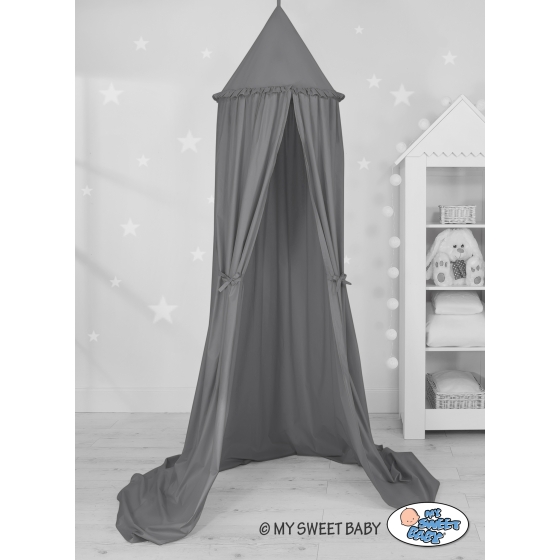 Hanging canopy Curtain Tent Cotton over Baby Bed Room in anthracite