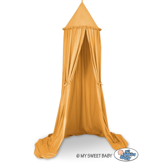 Hanging canopy Curtain Tent Cotton over Baby Bed Room in honey yellow