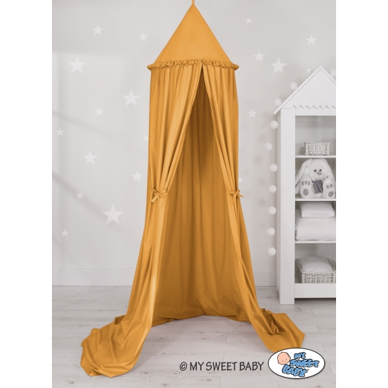 Hanging canopy Curtain Tent Cotton over Baby Bed Room in honey yellow
