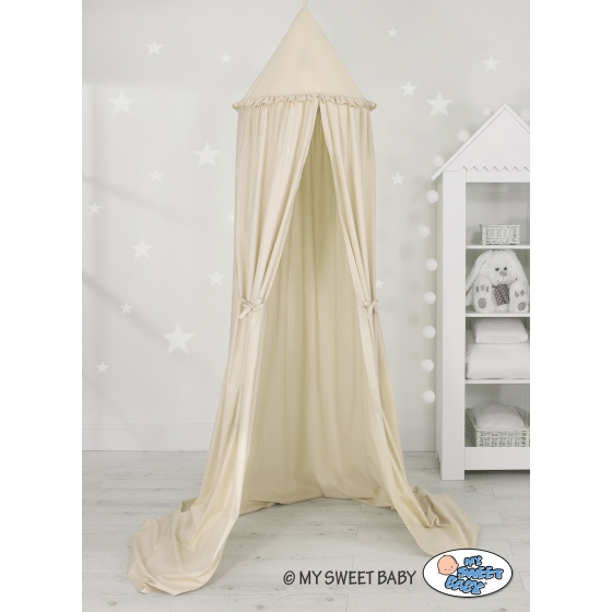 Hanging canopy Dome Cotton over Baby Bed Room in beige