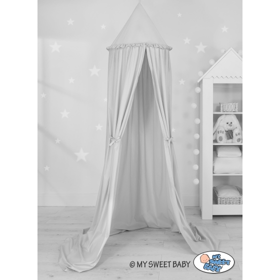 Hanging canopy Dome Cotton over Baby Bed Room in gray