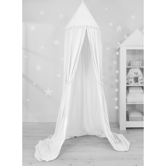 Hanging canopy Dome Cotton over Baby Bed Room in white