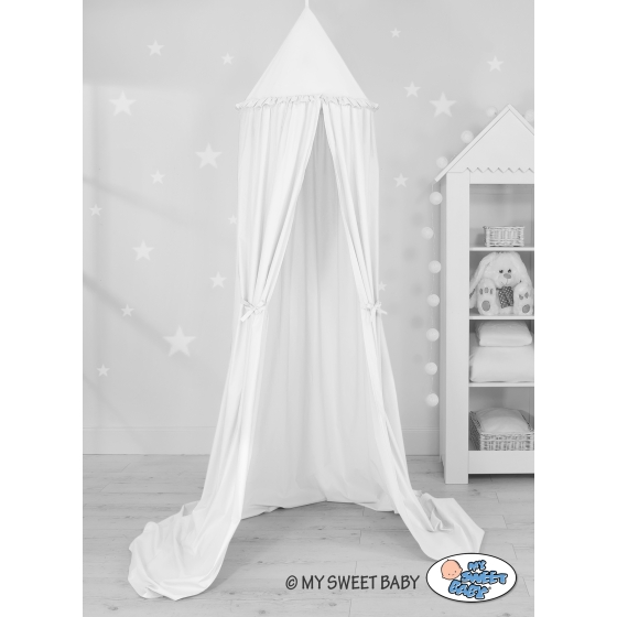 Hanging canopy Dome Cotton over Baby Bed Room in white