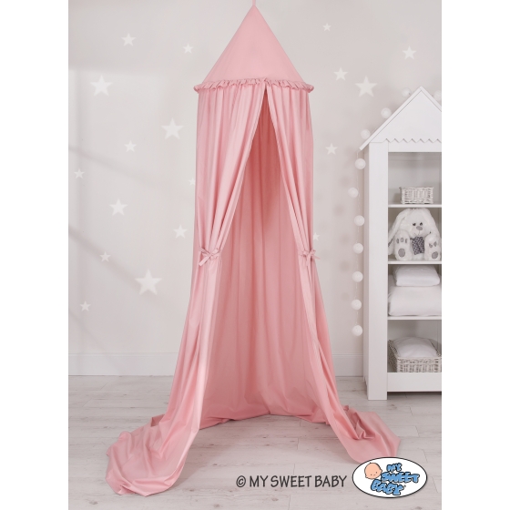 Hanging canopy Dome Cotton over Baby Bed Room - pastel pink
