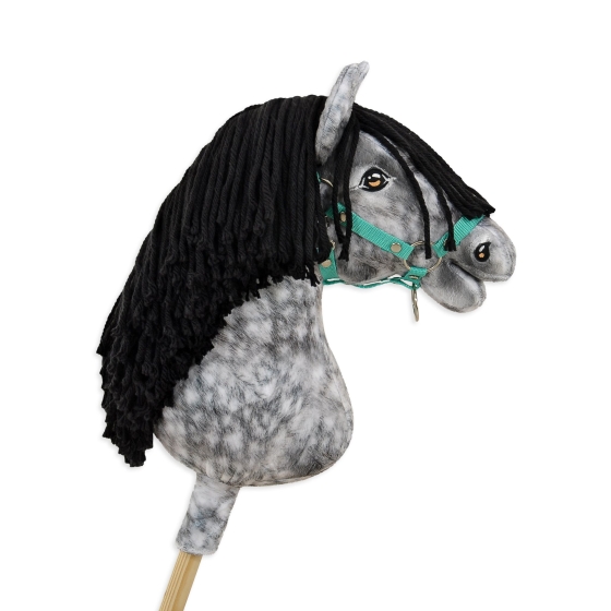 Hobby Horse - dapple grey horse with a black mane A3