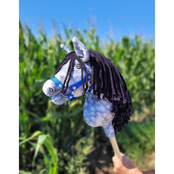 Hobby Horse - dapple grey horse with a black mane A4