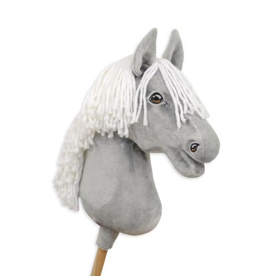 Grey hobby orse with white mane