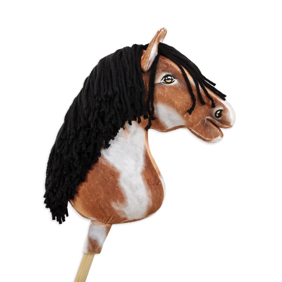 Hobby Horse - tobiano bay horse with a black mane A3