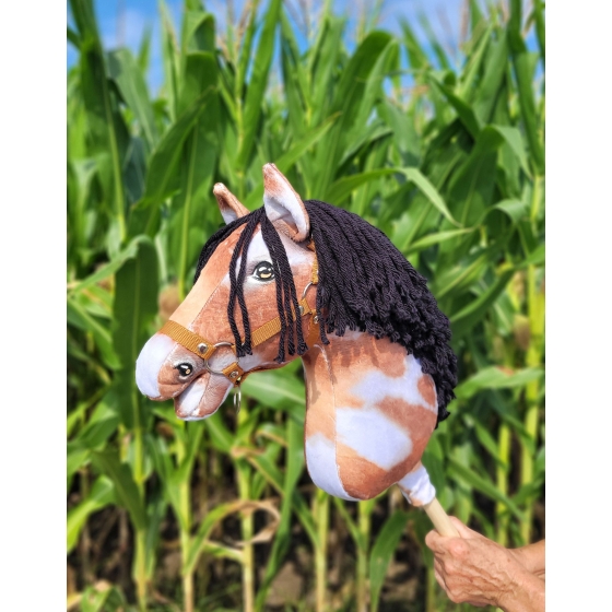 Hobby Horse - tobiano bay horse with a black mane A3