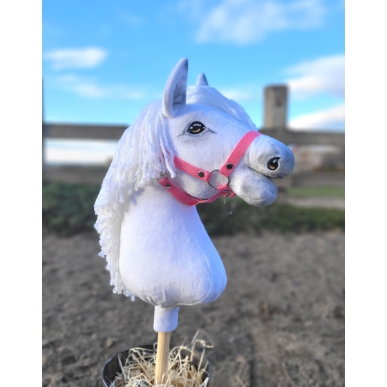 White Hobby Horse with Pink Halter