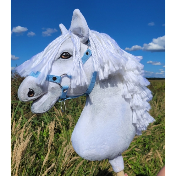 Hobby Horse in white with Blue Halter