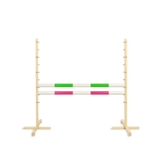 Jumping obstacle for Hobby Horse 120cm, with two beams green and pink