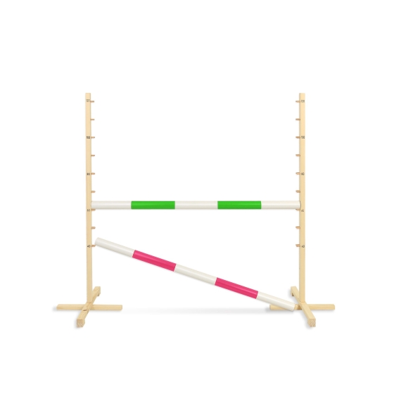 Jumping obstacle for Hobby Horse 120cm, with two beams green and pink