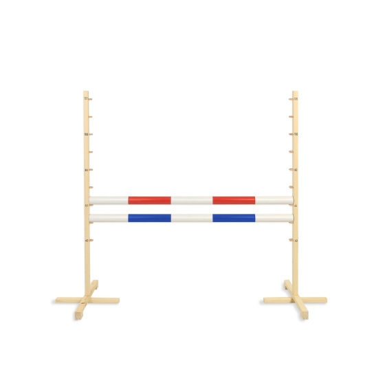 Jumping obstacle for Hobby Horse 120cm, with two beams red and blue