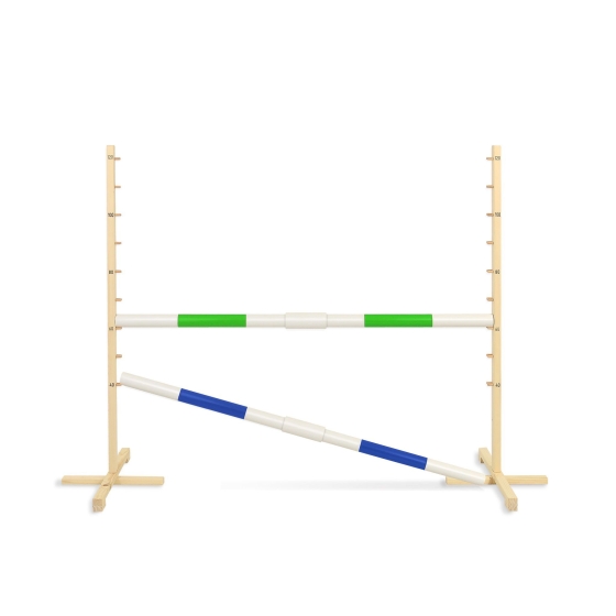 Jumping obstacle for Hobby Horse 160 cm, h-120 cm, with two bars green and blue