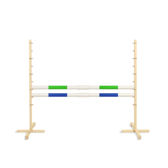 Jumping obstacle for Hobby Horse 160 cm, h-120 cm, with two bars green and blue