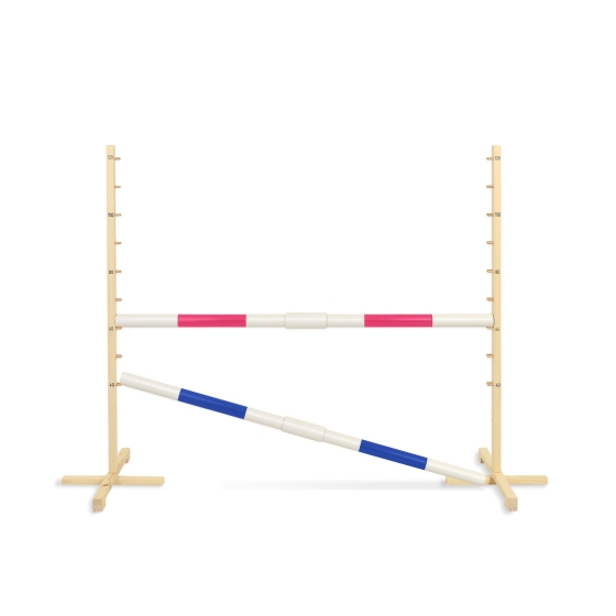 Jumping obstacle for Hobby Horse 160 cm, h-120 cm, with two bars pink and blue