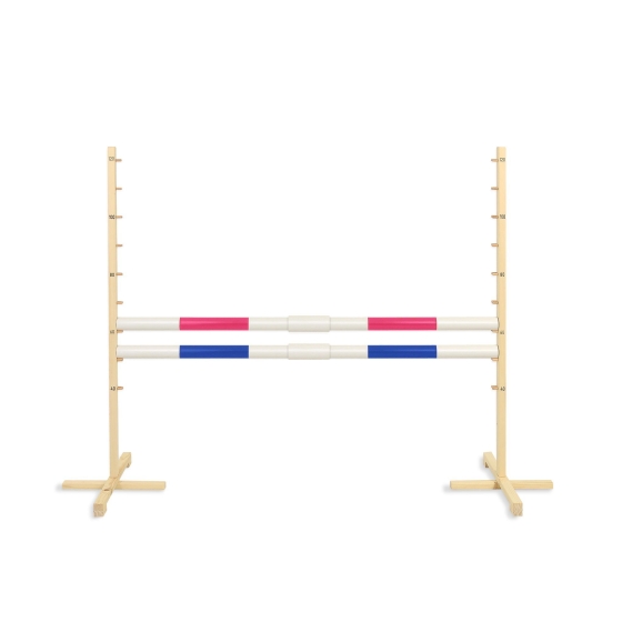 Jumping obstacle for Hobby Horse 160 cm, h-120 cm, with two bars pink and blue