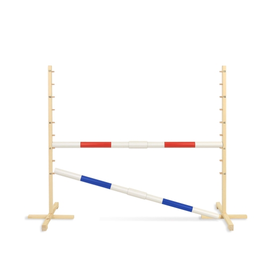 Jumping obstacle for Hobby Horse 160 cm, h-120 cm, with two bars red and blue