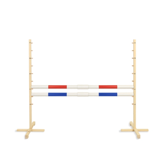 Jumping obstacle for Hobby Horse 160 cm, h-120 cm, with two bars red and blue