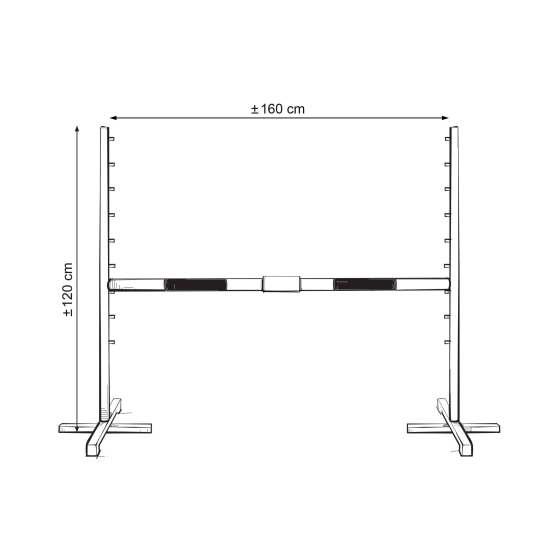 Jumping obstacle for Hobby Horse 160 cm, h-120 cm, with two bars red and blue