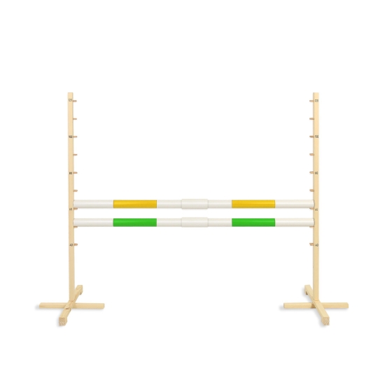 Jumping obstacle for Hobby Horse 160 cm, h-120 cm, with two bars yellow and green