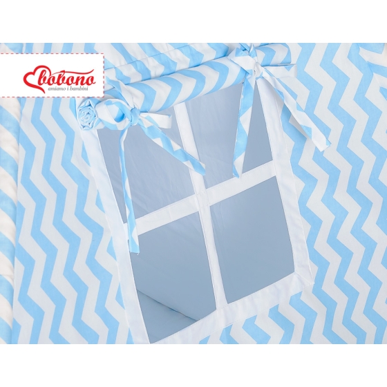 Kids Teepee Tent + decorative feathers - Chevron blue