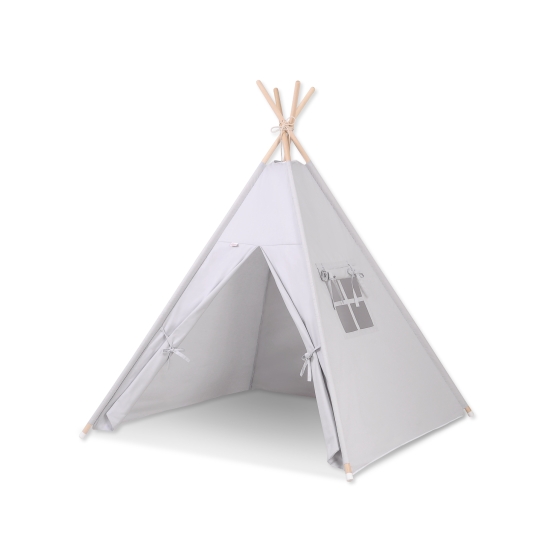 Kids Teepee Tent + decorative feathers- gray