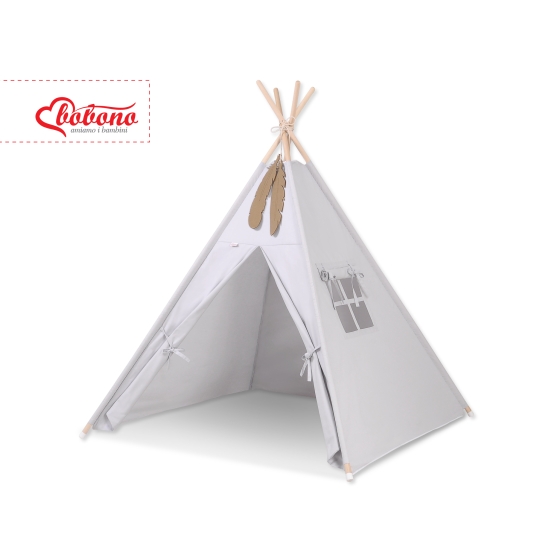 Kids Teepee Tent + decorative feathers- gray